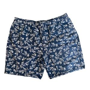 Element Men’s Elastic Waist Navy Leaf Print Shorts Size Large